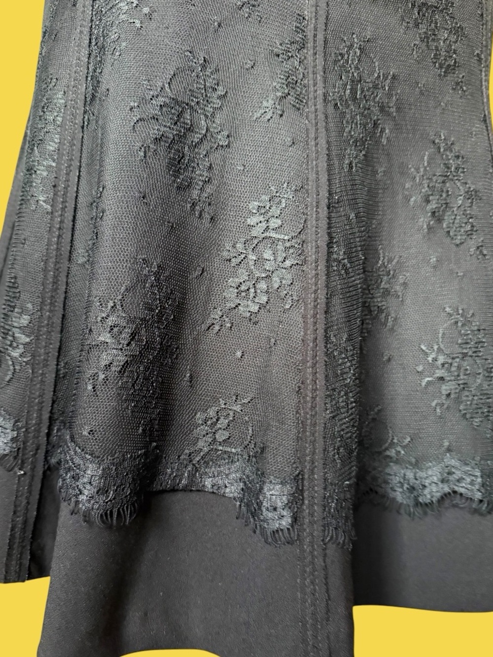 Black Floral Lace A-Line practical magic office siren Skirt sz 10 glam formal - Picture 3 of 6